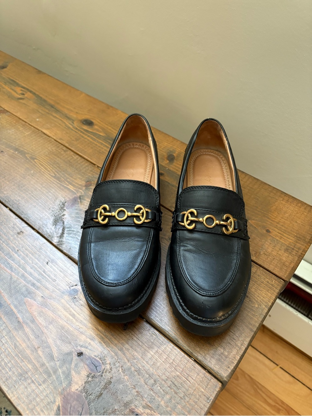 Circus by Sam Edelman Deana Loafers Black Gold Size 8